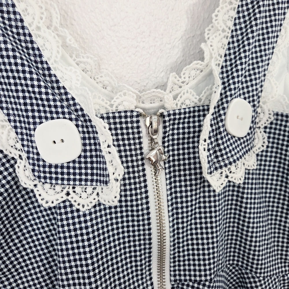 Barbie x Unique Vintage Navy & White Gingham Barbie-Q Swing Dress Medium NEW NWT - Picture 4 of 6